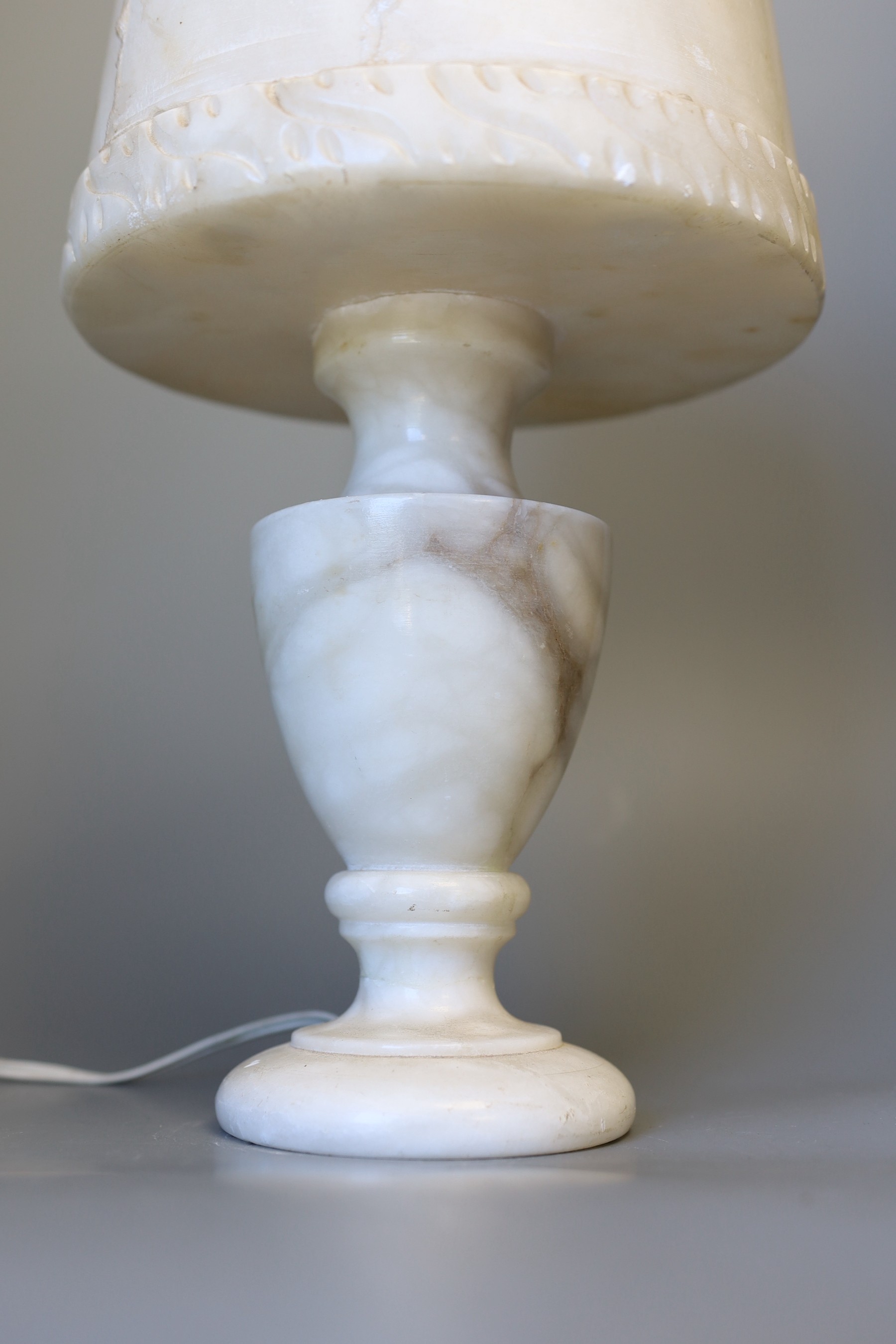 A turned alabaster lamp (a.f.)